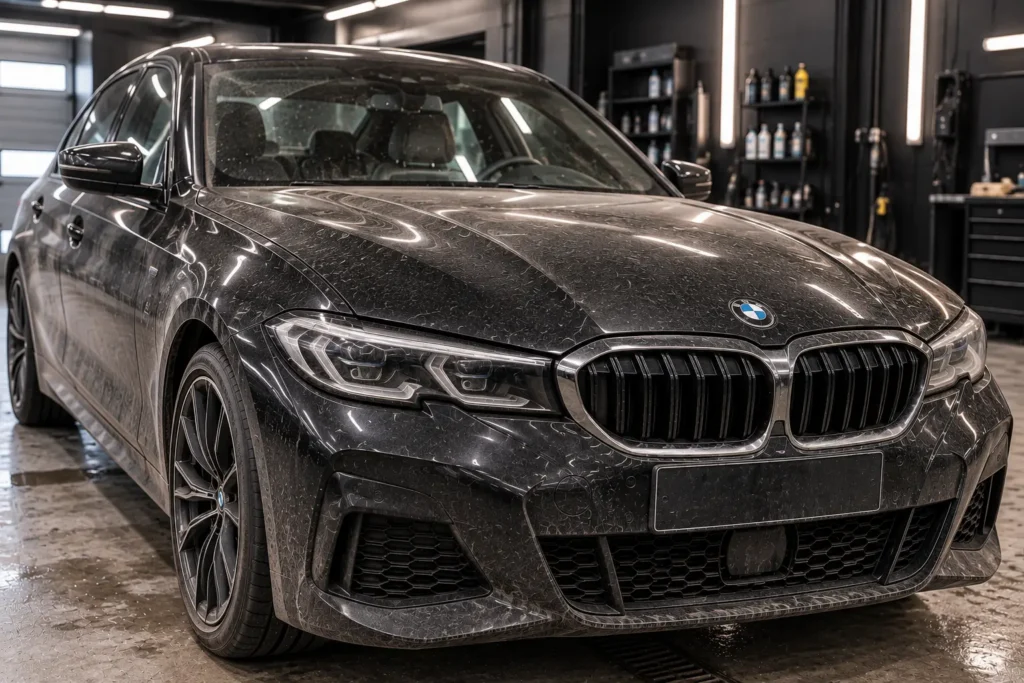 BMW שחורה לפני